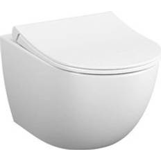 Rimless Water Toilets Vitra Sento SmoothFlush Rimless Toilet with soft-close seat, White 7848-003-6147
