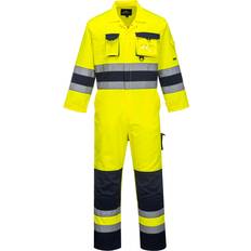 Portwest Nantes Hi-Vis Contrast Work Coverall - Yellow/Navy