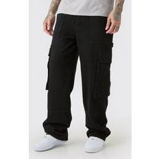 boohooMAN Tall Baggy Fit Cargo Jeans - Black