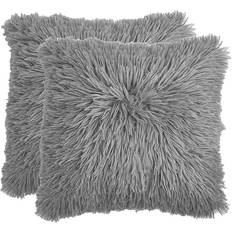 Sienna Faux Mongolian Fur Pack Housse de coussin Argent (45x45cm)