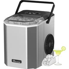 YitaHome Countertop Nugget Ice Maker 26LBS/24H, 9 Cubes/6MIN, Upgraded Stainless Steel Self-Cleaning Ice Machine with Carry Handle Ice Scoop & Basket, 2 Sizes Bullet Ice for Kitchen Office Party