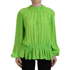 DSquared2 Women Blouses DSquared2 Green Stars Print Viscose Long Sleeves Blouse Top Color_Grøn, Dame, Green, Grøn, IT38/XS, Material: 100% Viscose, preowned-defect, Toppe, Tops & T-Shirts Women Clothing