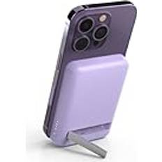 Batteries & Chargers Belkin 5000 mAh Magnetic Wireless Power Bank, Portable Charger Compatible with MagSafe with Pass-thru Charging, 7.5W Output, 10W Input and Kickstand, Compatible with iPhone 15, 14, 13 Series – Purple