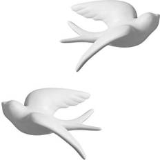 Ceramic Wall Decor Dorlotou Sparrows Swallows White Wall Decor 3.8x8.9cm 2pcs