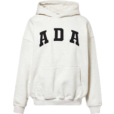 Logo Embroidered Oversized Hoodie - Light Grey Melange