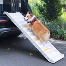 Pets LivingAndHome White Folding Portable Dog Pet Stairs Ramp