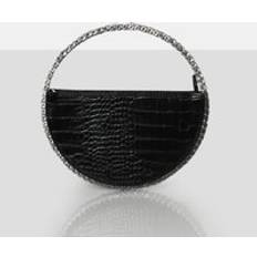 Bags Public Desire The Alessia Black Croc Circle Diamante Mini Handbag black