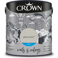 Crown Grey Paint Crown Matt Wall Paint Grey Putty 2.5L