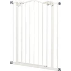 Pets Pawhut Metal Pet Safety Gate Dog Gate Folding Fence, White