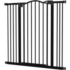 Pets Pawhut Metal Pet Safety Gate Dog Gate Folding Fence, Black