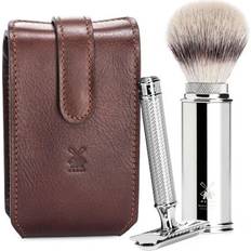 Muhle Brown Leather Travel Shaving Set with Brush And R89 Razor