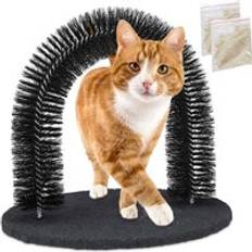 Pets Relaxdays dehairing bow cat, round, with catnip, HxWxD: bow with bristles, black