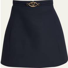 Skirts Valentino Garavani V Logo Belt Wool Mini Skirt NAVY 28