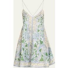 Paisley Clothing Zimmermann Womens Green Paisley Ottie Paisley-print Linen Mini Dress