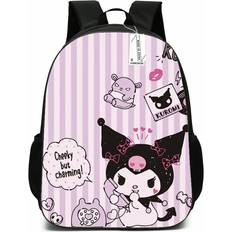 Purple School Bags Dinamr Light Pink, 38cm/14.96in My Melody Kuromi Backpack Cute Large Capacity School Bag Cartoon Fashionable