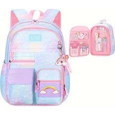 Nylon - Women School Bags MDSRJONE Gradient Blue, Large Girl's Lightweight Large Capacity Backpack, Nylon Cute College Backpack