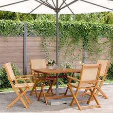 Beige Patio Dining Sets vidaXL 5 Piece Garden Patio Dining Set, 1 Table incl. 4 Chairs