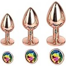 Analplugg Liten Medium Stor Set Kristall Hjärta Runt Guld Regnbåge Metall Anal Pärlor Butt Plug Smycken Insats Sexleksaker