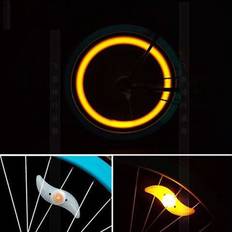 Dechoicelife a-Orange LED Bicycle Lights Waterproof Neon Bike Wheel Spoke Light Tyre Tire Valve Dust Caps Motorcycle Safety Warning Lamp For MTB Road