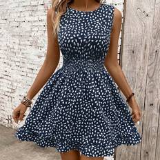 Knee Length Dresses Shein Summer FullLength Polka Dot Print Tie Waist Bodycon Dress