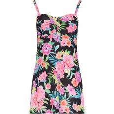 LTS Tropical Print Swim Dress - Black