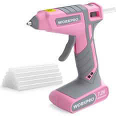 WORKPRO Pink Cordless Hot Melt Glue Gun, 7.2V Glue Gun Kit