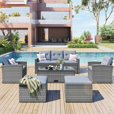 Multicolored Outdoor Lounge Sets Hokku Designs Aryeh 6 Outdoor Lounge Set