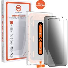 Mobile Origin 2x echt schutzglas blickschutz für iphone 15 pro 15 pro max anbringhilfe Transparent