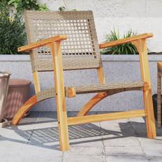 Sillas de Patio rebaja vidaXL Sillas De Jardín 2 Uds Madera De Acacia Y Ratán Sintético Beige Silla de jardín para comedor