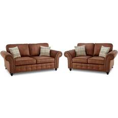 3 Seater - Sofa Set Sofas Furniture 786 Oakland Suede Tan Brown Sofa 210cm 2 Seater, 3 Seater