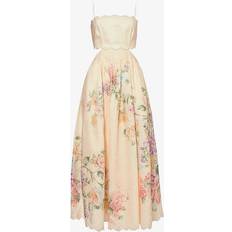 Zimmermann Linen Floral Halliday Dress ivory 0P