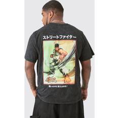 Clothing boohooMAN Mens Plus Street Fighter Anime T-Shirt In Black