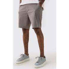 Slim Shorts boohooMAN Mens Tall Fixed Waist Grey Slim Fit Chino Shorts