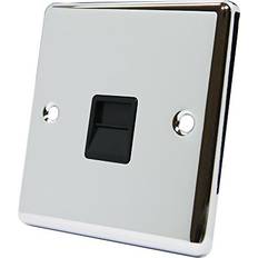 Landline Phones AET CPCTELMBL Polished Chrome Classical Telephone Master Black Insert-BT Phone Socket, 240 V