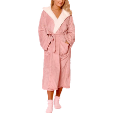 Flannel Hooded Bathrobe - Blush Pink