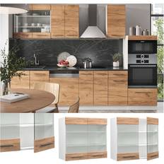 Estanterías Armarios de Pared VICCO Cocina Con Vidrio Fame-Line Roble Dorado 80 cm Armario de Pared