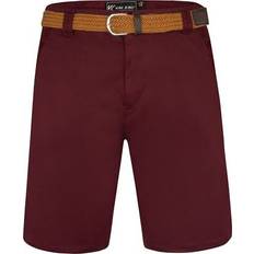 Chino Shorts - Red Kam Big mens belted stretch chino shorts in burgundy 60" waist
