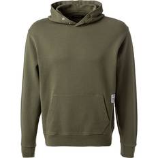 Replay Overdele Replay Herren Hoodie grün Baumwolle unifarben