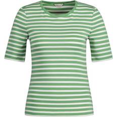 Gant Slim Striped 1X1 Ribbed SS T-Shirt Dam, XS, Dusty Green