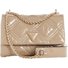 Guess Deesa Patent Mini Convertible Crossbody Bag - Beige