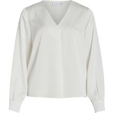 Vila Long Sleeve V-neck Blouse - Snow White