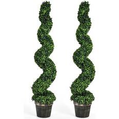 Costway Set of 2 Spiral Topiary Tree 120 x 36 x 26 cm Artificial Plant