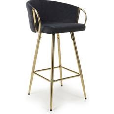 Black Seating Stools Shankar Volero Brushed Velvet Seating Stool