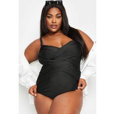 Elastane/Lycra/Spandex Swimsuits Yours Curve Double Crossover Swimsuit Black, Black, 34-36, Women