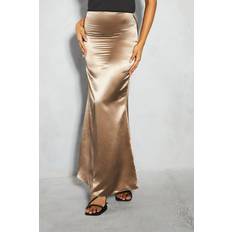 Bronze Skirts Misspap metallic satin high waisted fishtail maxi skirt