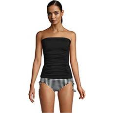 Lands' End Swimwear Lands' End Womens Chlorine Resistant Bandeau Tankini Top Black Long Torso