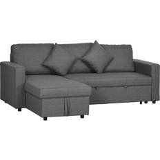 Corner sofa with storage Homcom Corner Bed with Storage Dark Grey Sofa 229cm 3 Seater