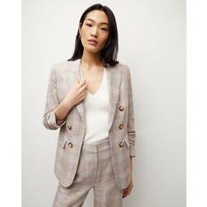 Women - XXXS Blazers Veronica Beard Linen Dickey Jacket Khaki Multi