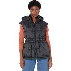 Coats Levi's Belted Hooded Puffer Vests Black Women's Clothing