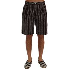 Dolce & Gabbana Red Pants & Shorts Dolce & Gabbana Bordeaux Striped Cotton Knee High Men's Shorts